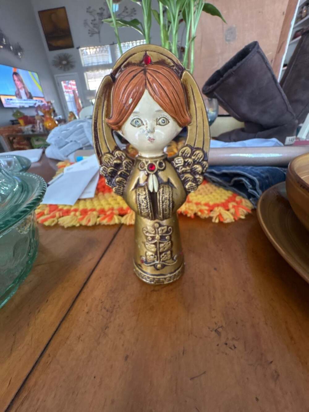Vintage Ardco Chalkware Angel Figurine Gold Japan